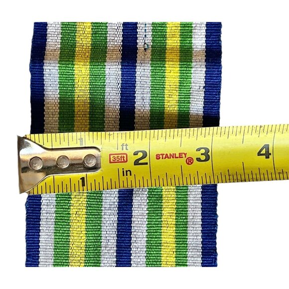 Vintage Guatemalan Handwoven Sash Belt 72" x 3" Green Yellow White Blue  Cotton - Picture 4 of 8